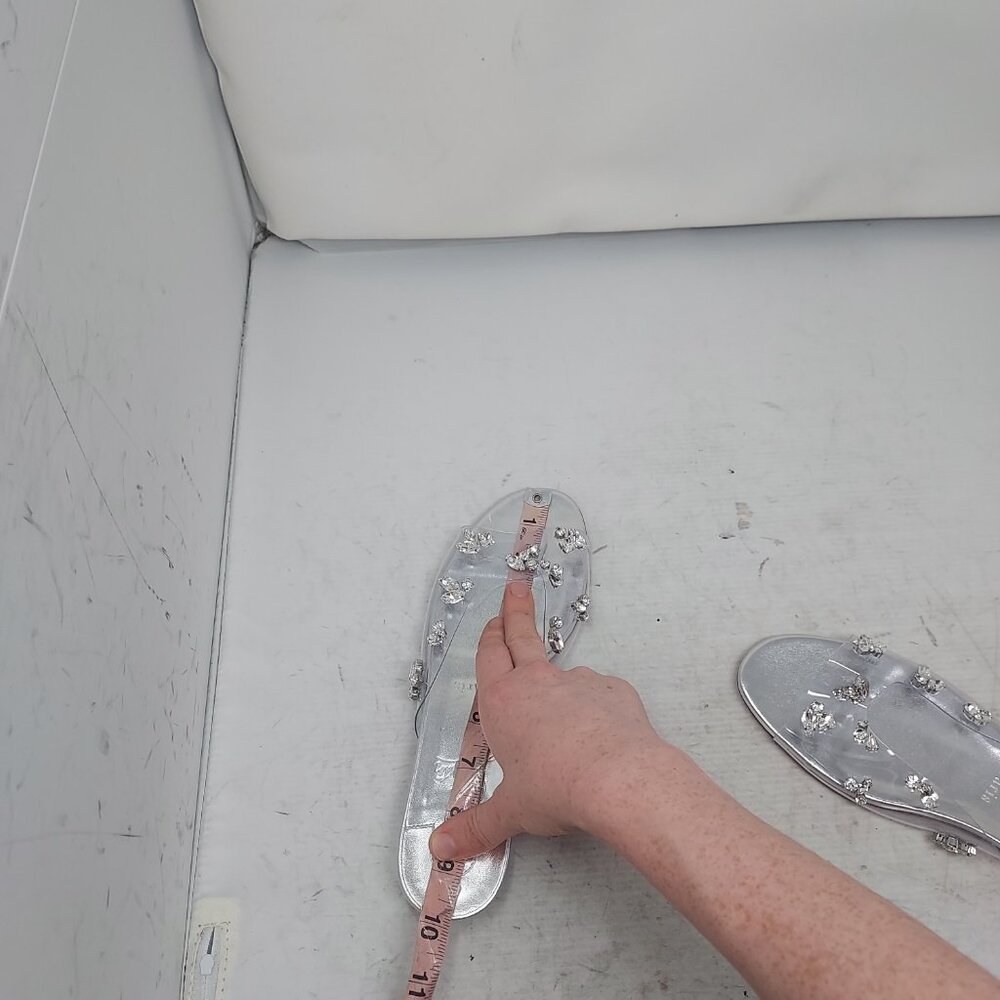 Christian Louboutin Degraqueenie Silver Jewel Flat Wedding Bridal Sandal - Picture 6 of 9